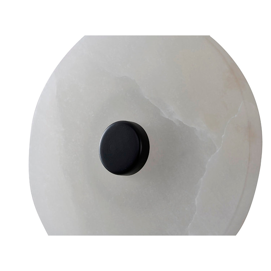 1-Light Satin Black Metal Led Wall Sconce With A Alabaster Shade