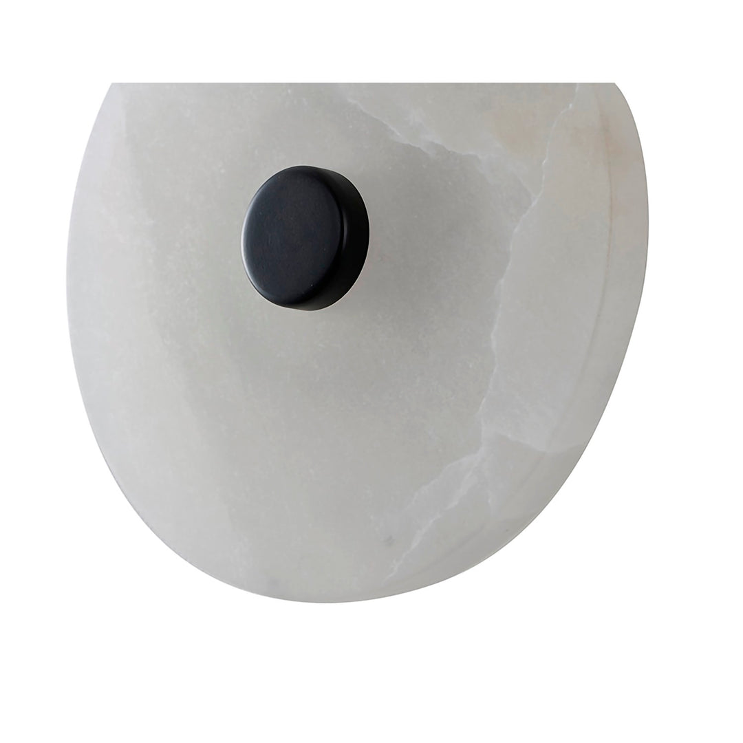 1-Light Satin Black Metal Led Wall Sconce With A Alabaster Shade