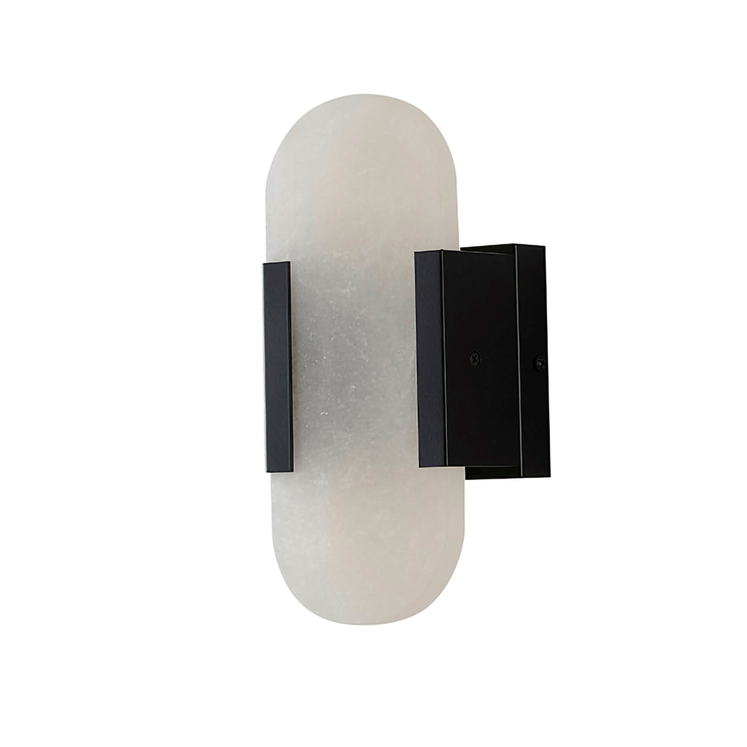 2-Light Satin Black Metal Led Wall Sconce With A Alabaster Shade