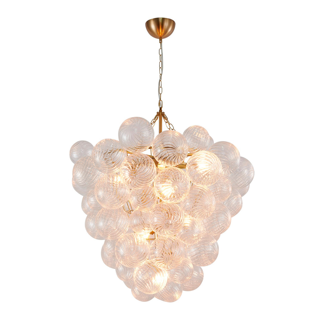 8-Light Brass Chandelier With Clear Swirl Glass Shade by Bethel