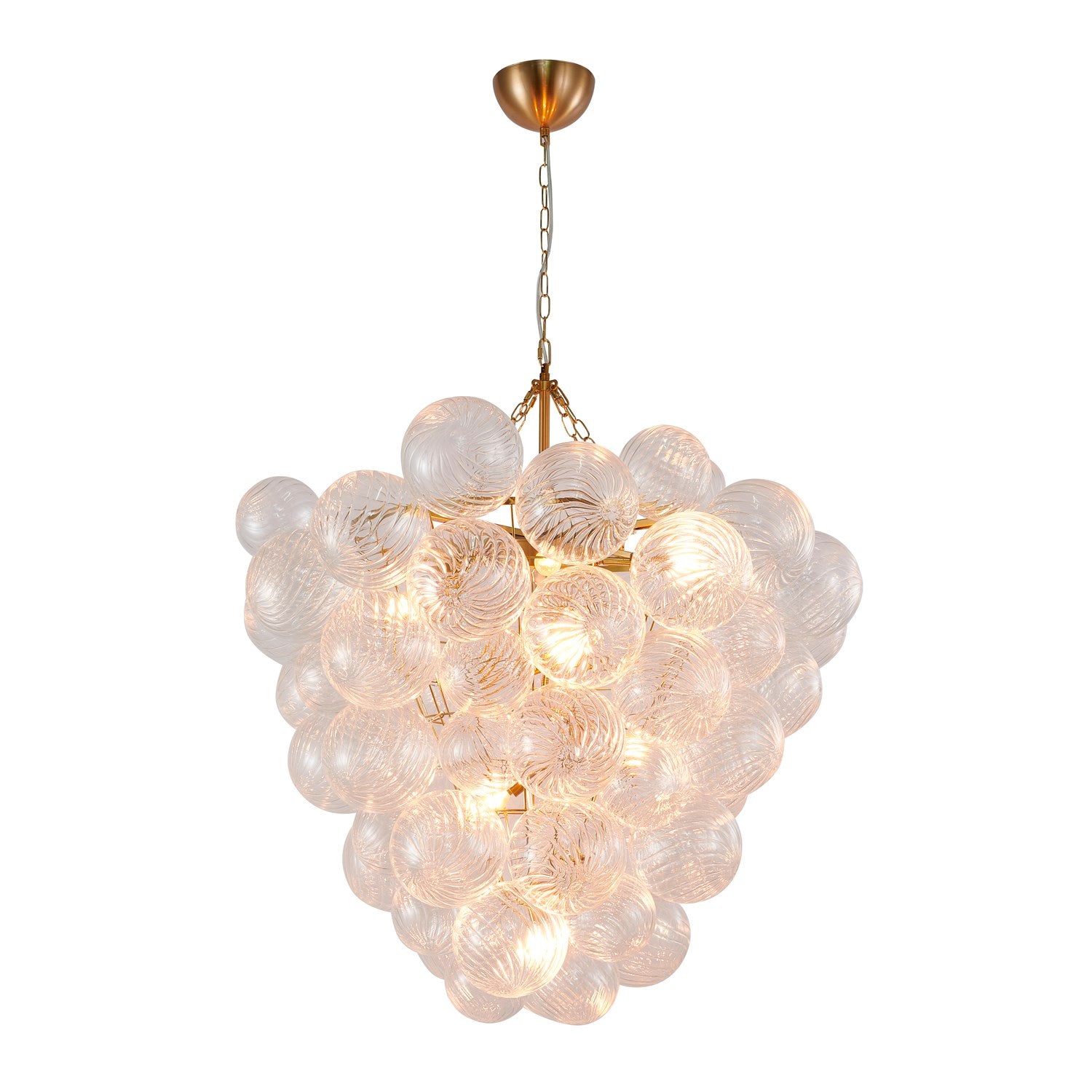 8-Light Brass Chandelier With Clear Swirl Glass Shade by Bethel