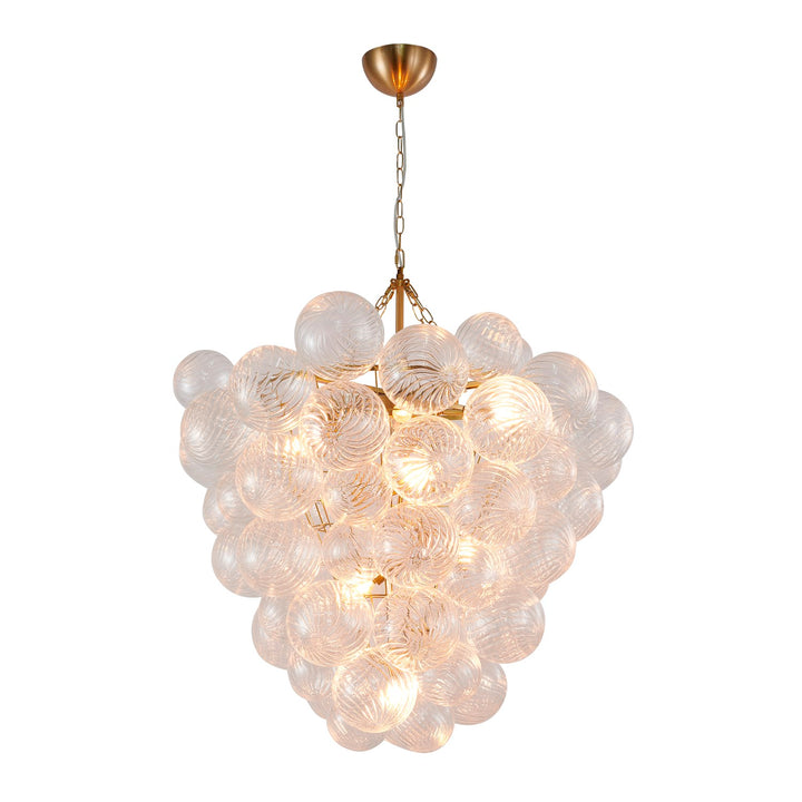 8-Light Brass Chandelier With Clear Swirl Glass Shade by Bethel