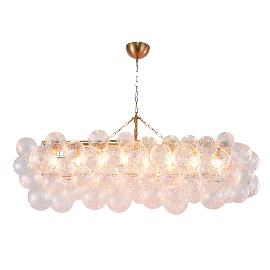 12-Light Brass Chandelier With Clear Swirl Glass Shades by Bethel