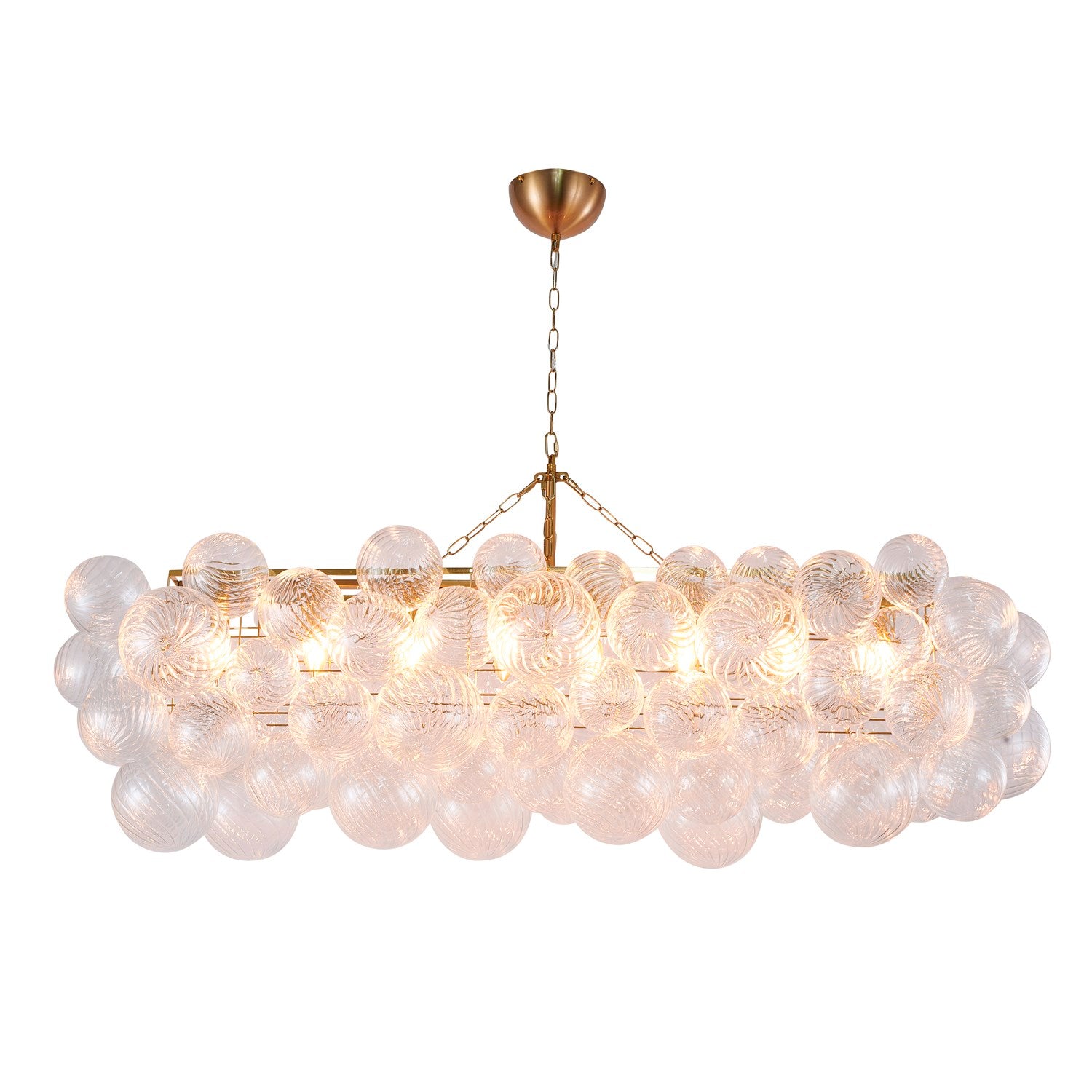 12-Light Brass Chandelier With Clear Swirl Glass Shades by Bethel