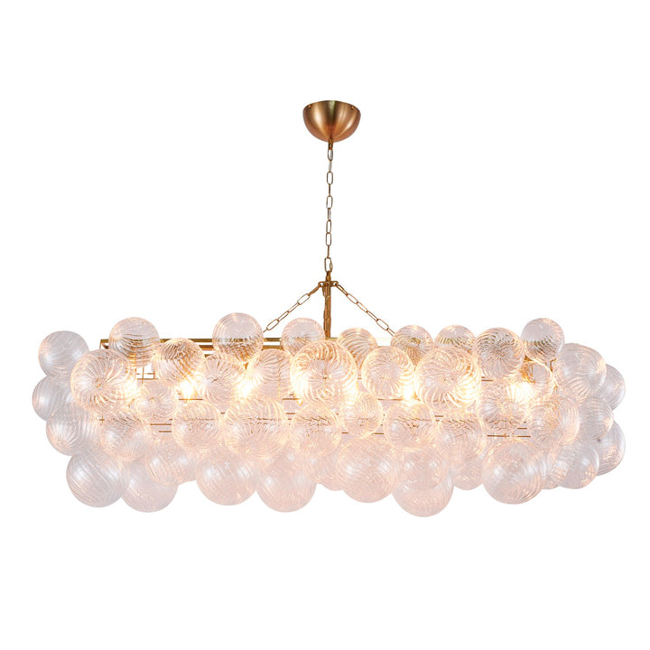 12-Light Brass Chandelier With Clear Swirl Glass Shades by Bethel