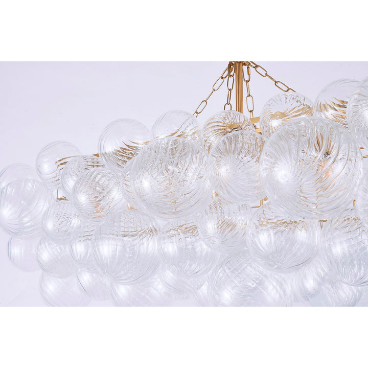 12-Light Brass Chandelier With Clear Swirl Glass Shades