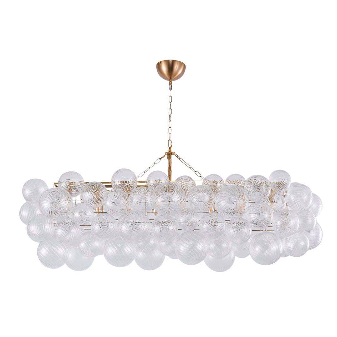 12-Light Brass Chandelier With Clear Swirl Glass Shades