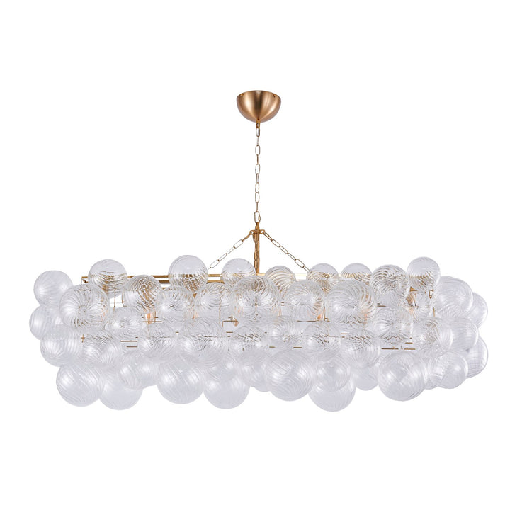 12-Light Brass Chandelier With Clear Swirl Glass Shades