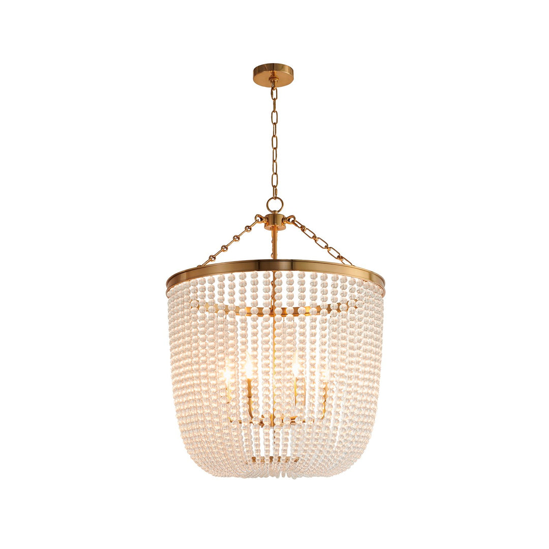 6-Light Gold Chandelier With Clear Beaded Hanging Glass by Bethel