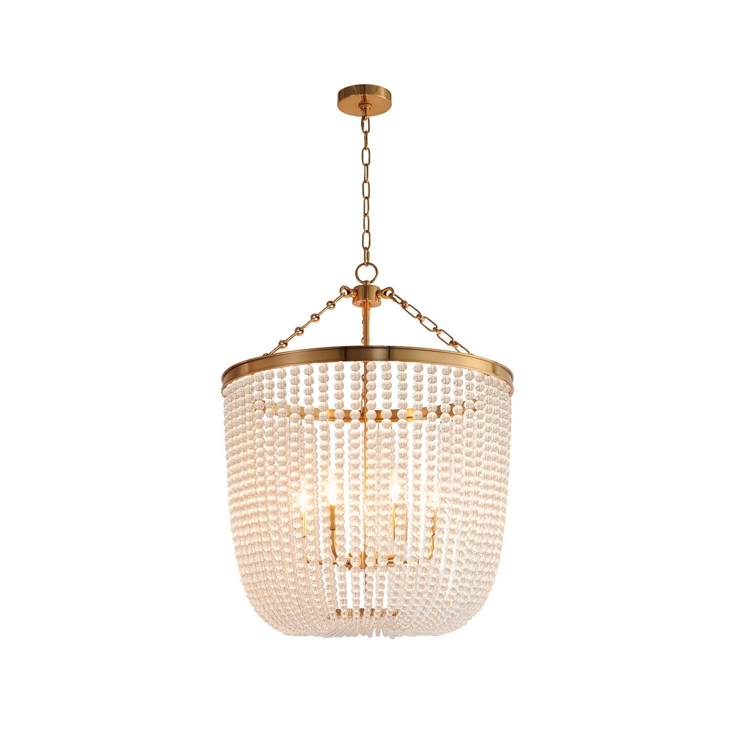 6-Light Gold Chandelier With Clear Beaded Hanging Glass by Bethel
