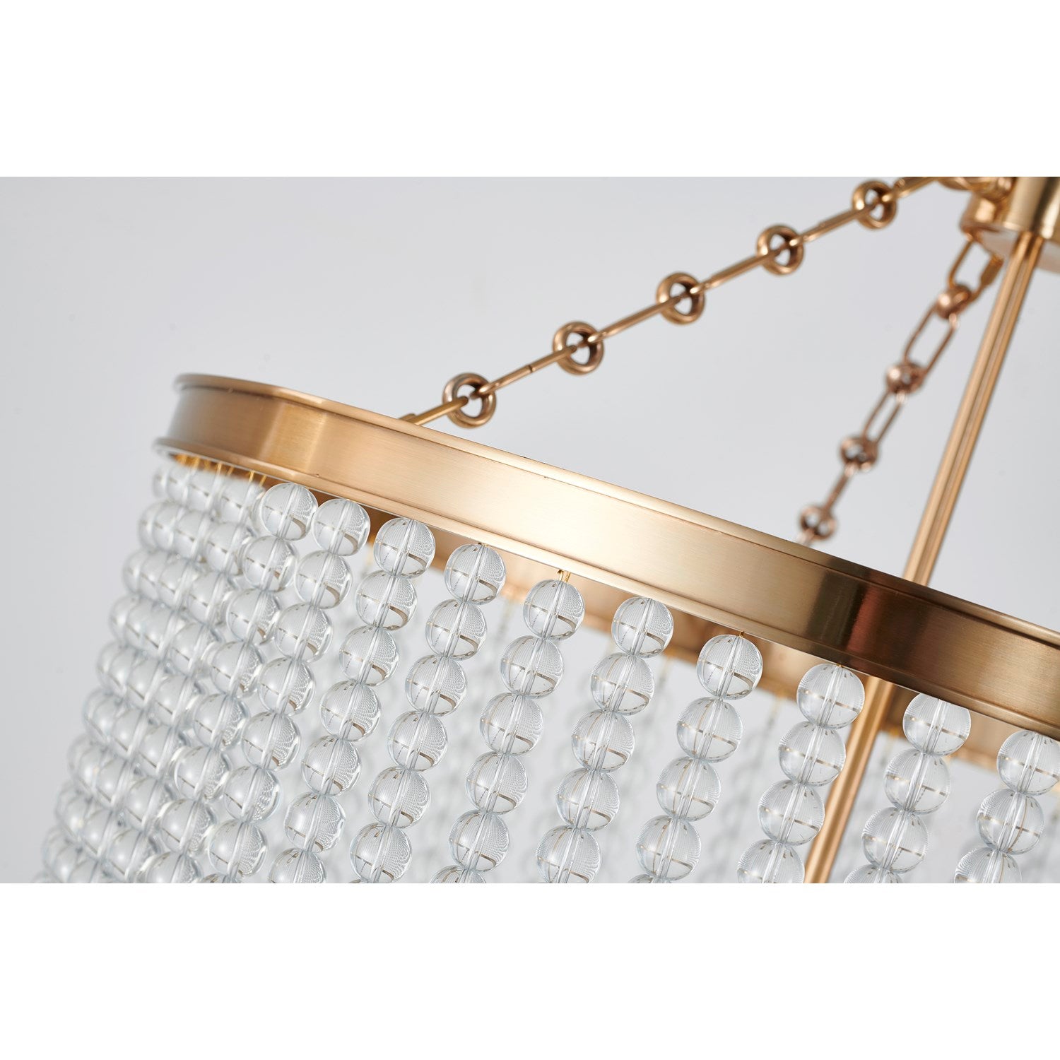 6-Light Gold Chandelier With Clear Beaded Hanging Glass