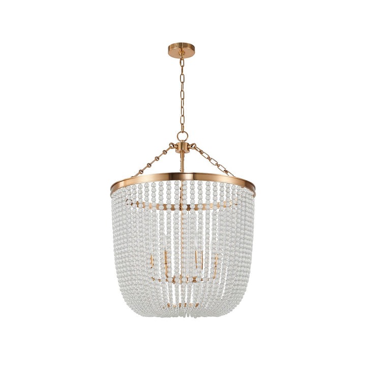 6-Light Gold Chandelier With Clear Beaded Hanging Glass