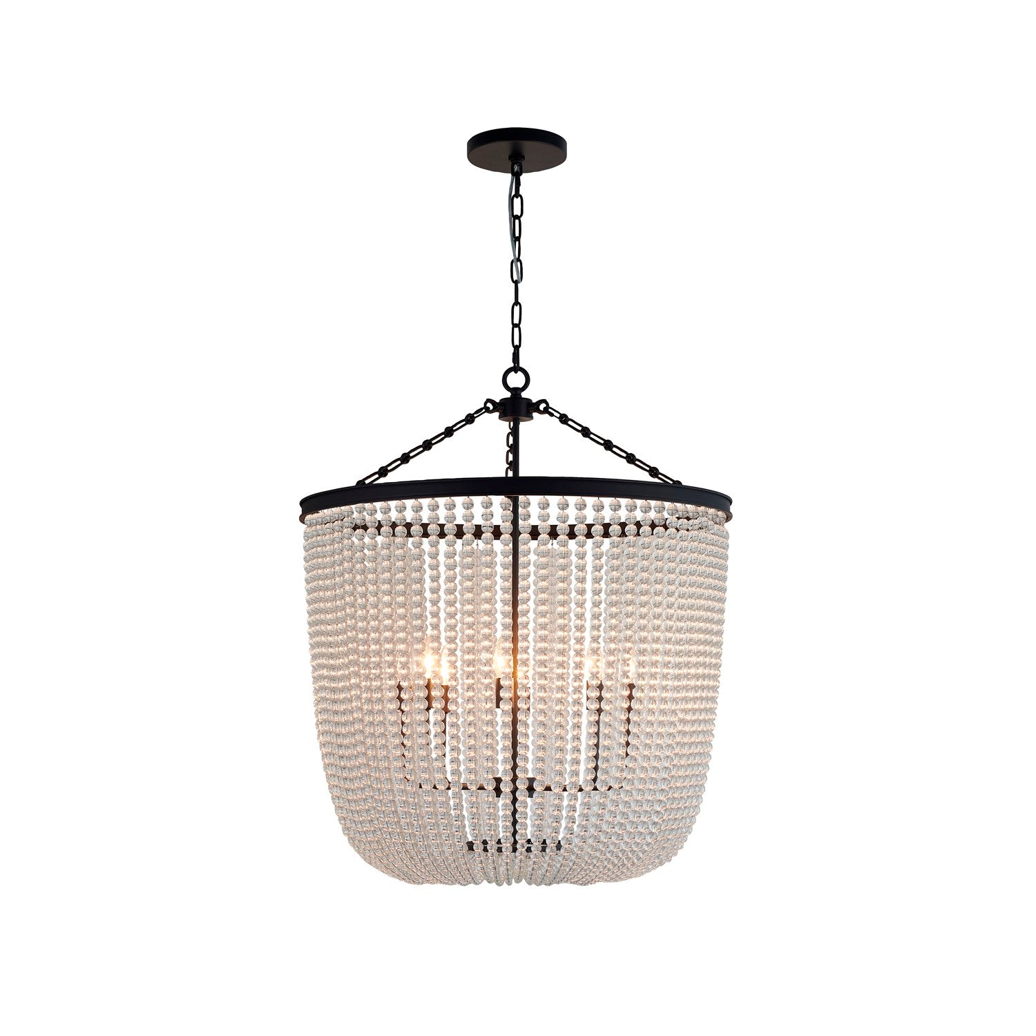 8-Light Satin Black Chandelier With Clear Beaded Hanging Glass by Bethel