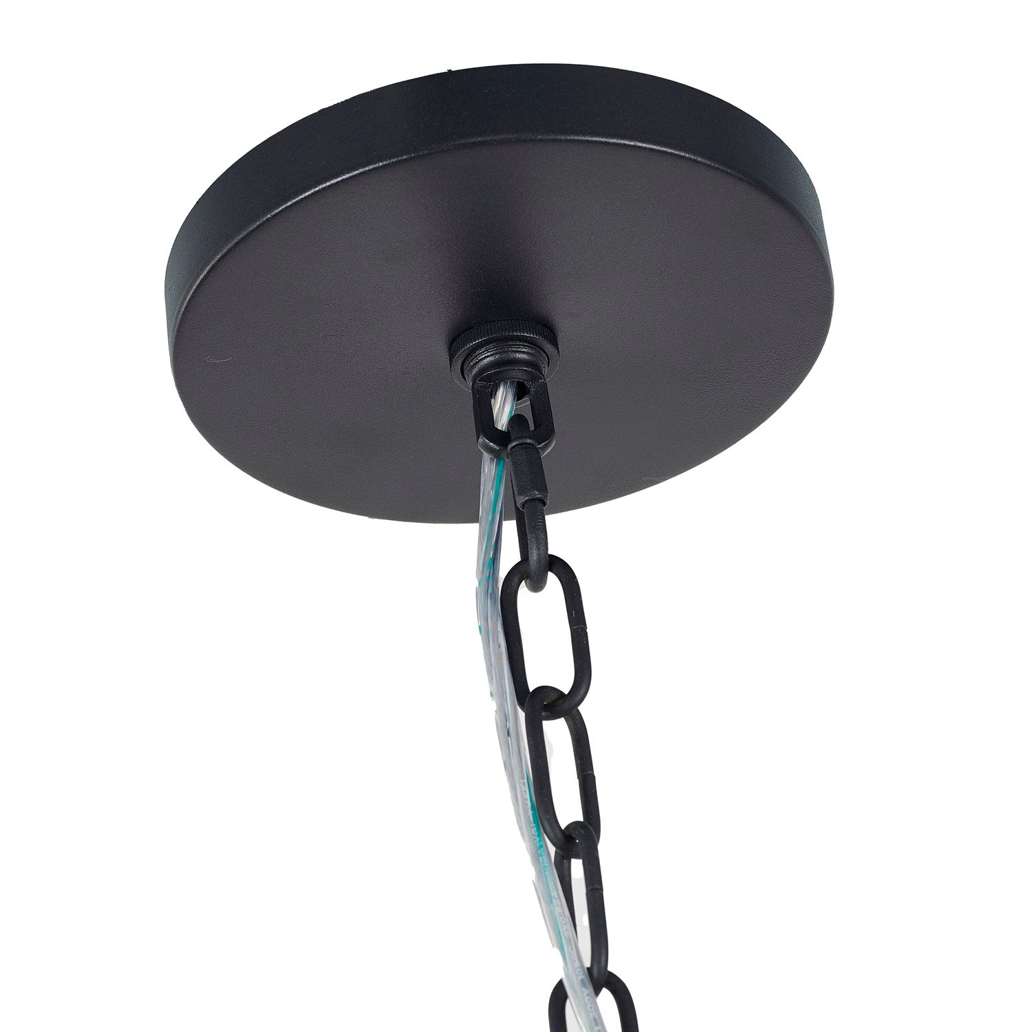 8-Light Satin Black Chandelier With Clear Beaded Hanging Glass