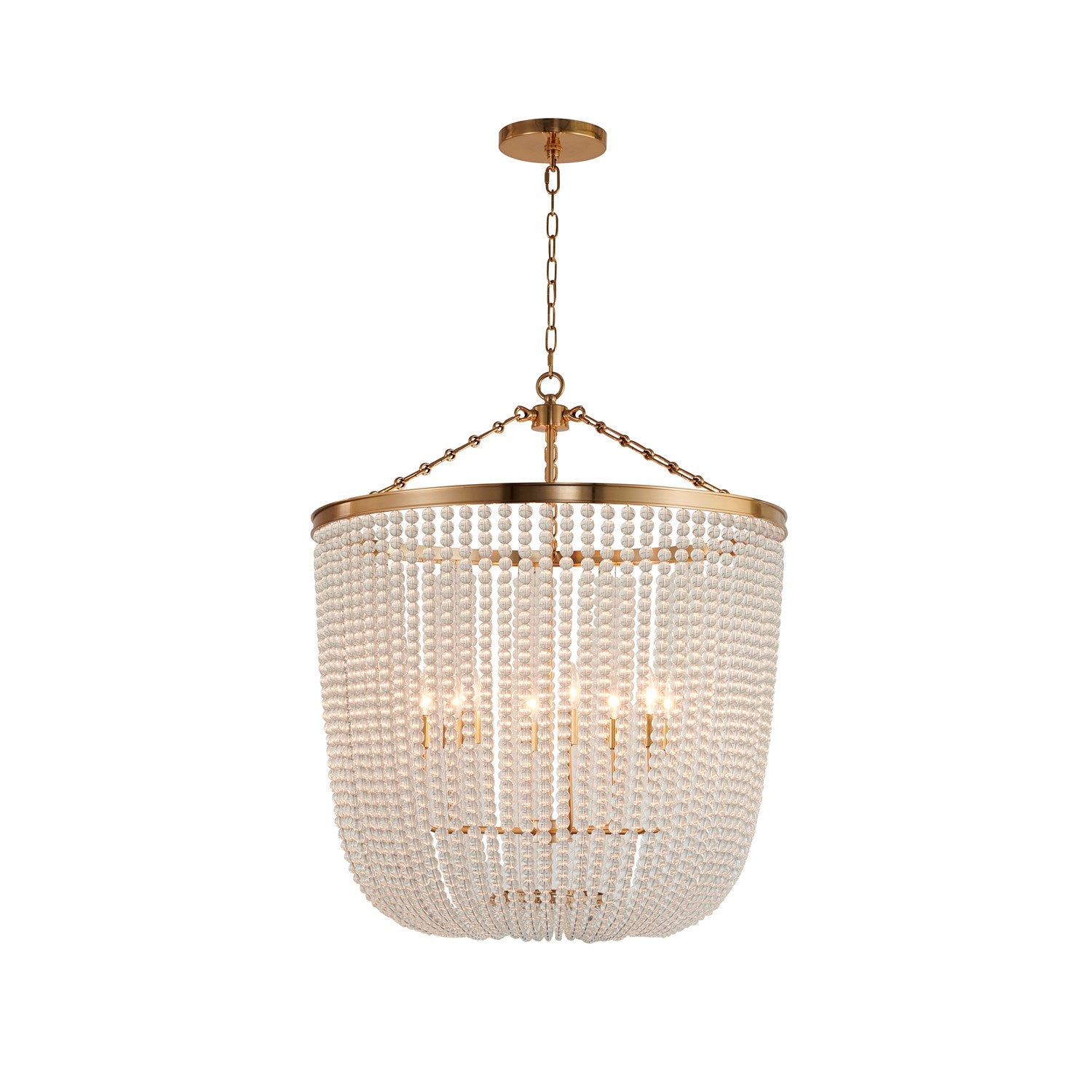 8-Light Gold Chandelier With Clear Beaded Hanging Glass by Bethel