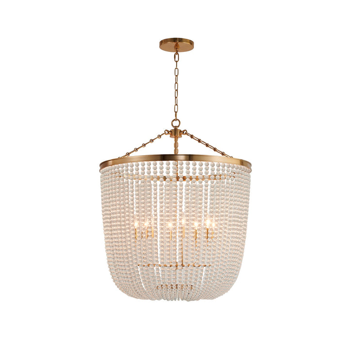 8-Light Gold Chandelier With Clear Beaded Hanging Glass by Bethel