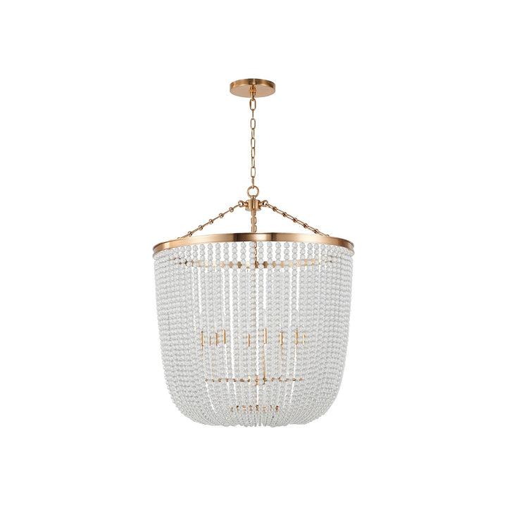 8-Light Gold Chandelier With Clear Beaded Hanging Glass