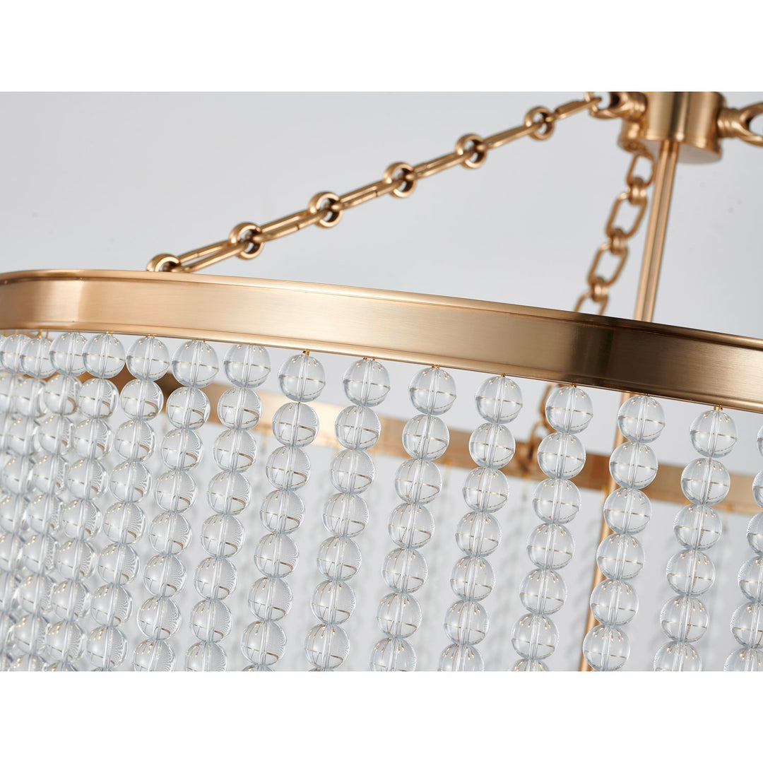 8-Light Gold Chandelier With Clear Beaded Hanging Glass
