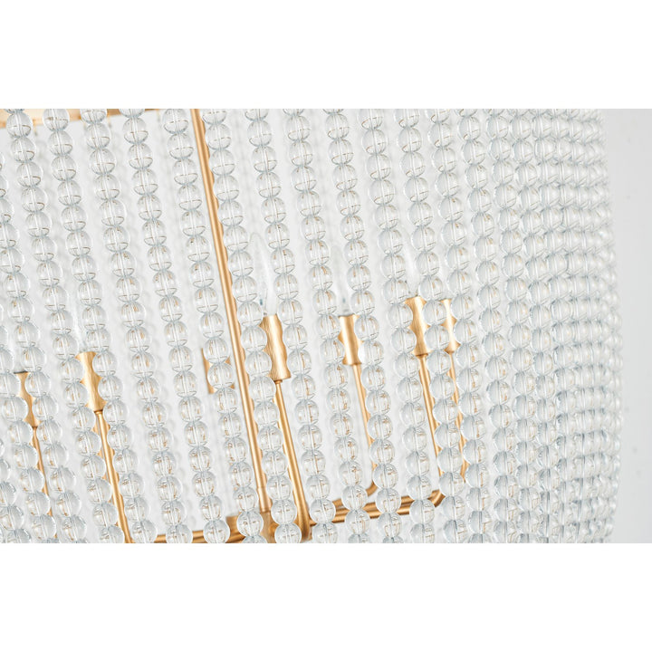 8-Light Gold Chandelier With Clear Beaded Hanging Glass