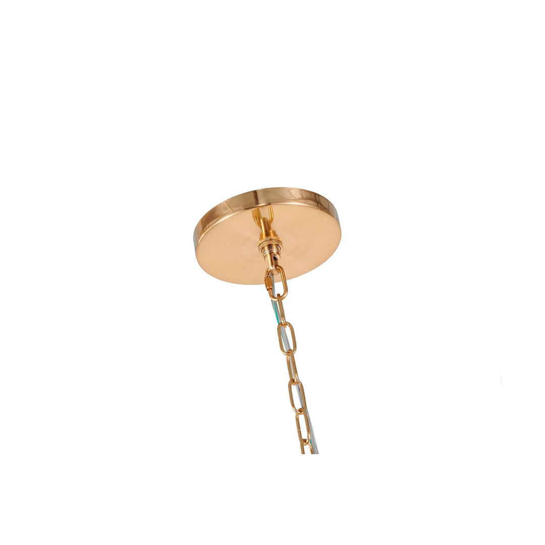 8-Light Gold Chandelier With Clear Beaded Hanging Glass