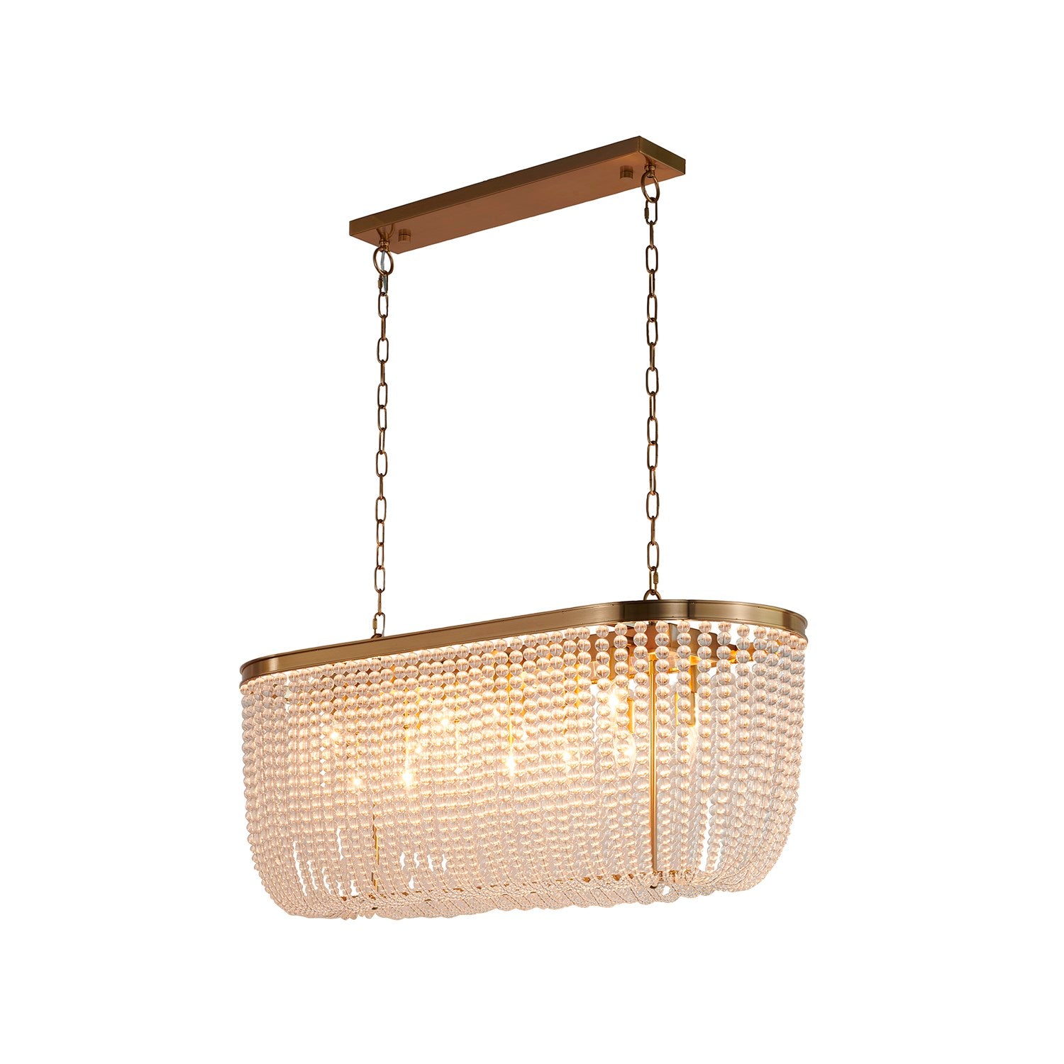 6-Light Gold Oval Chandelier With Clear Beaded Hanging Crystals by Bethel