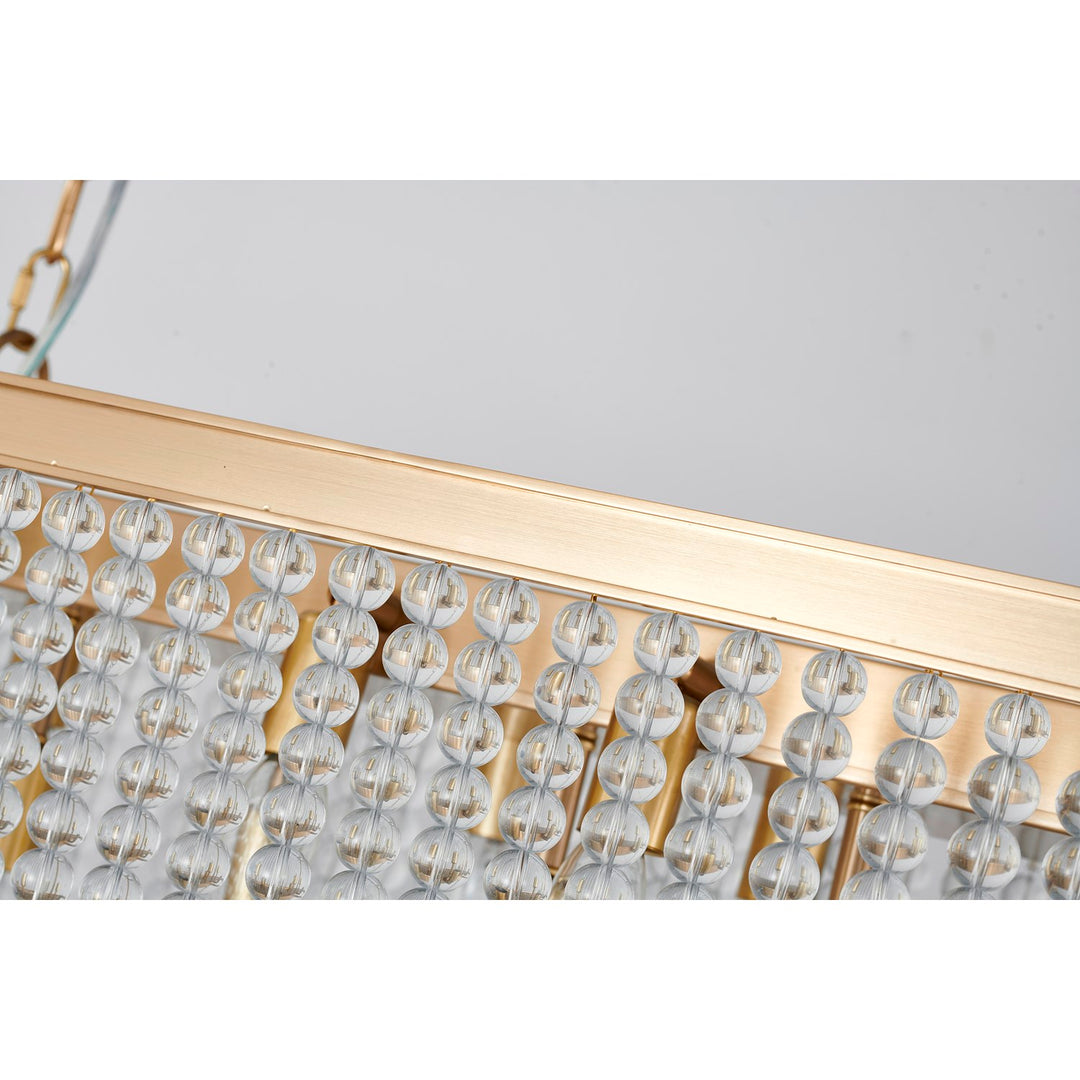 6-Light Gold Oval Chandelier With Clear Beaded Hanging Crystals