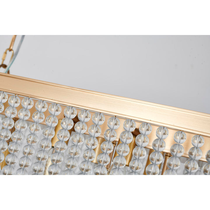 6-Light Gold Oval Chandelier With Clear Beaded Hanging Crystals