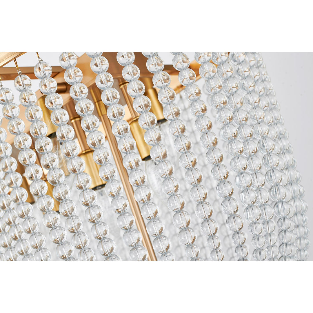 6-Light Gold Oval Chandelier With Clear Beaded Hanging Crystals