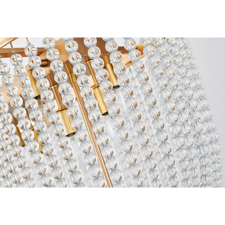 6-Light Gold Oval Chandelier With Clear Beaded Hanging Crystals