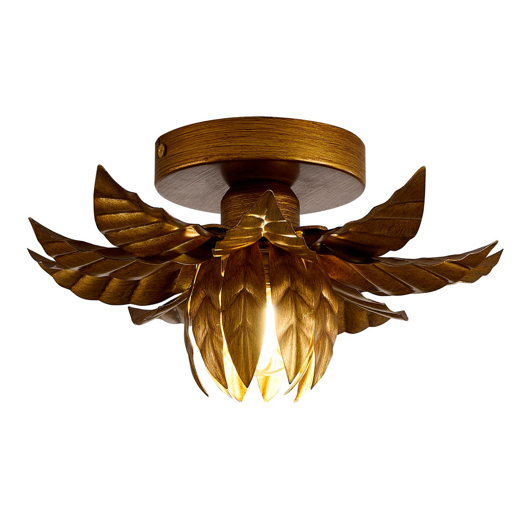 1-Light Metal Flower Flush Mount With Petals Surround by Bethel