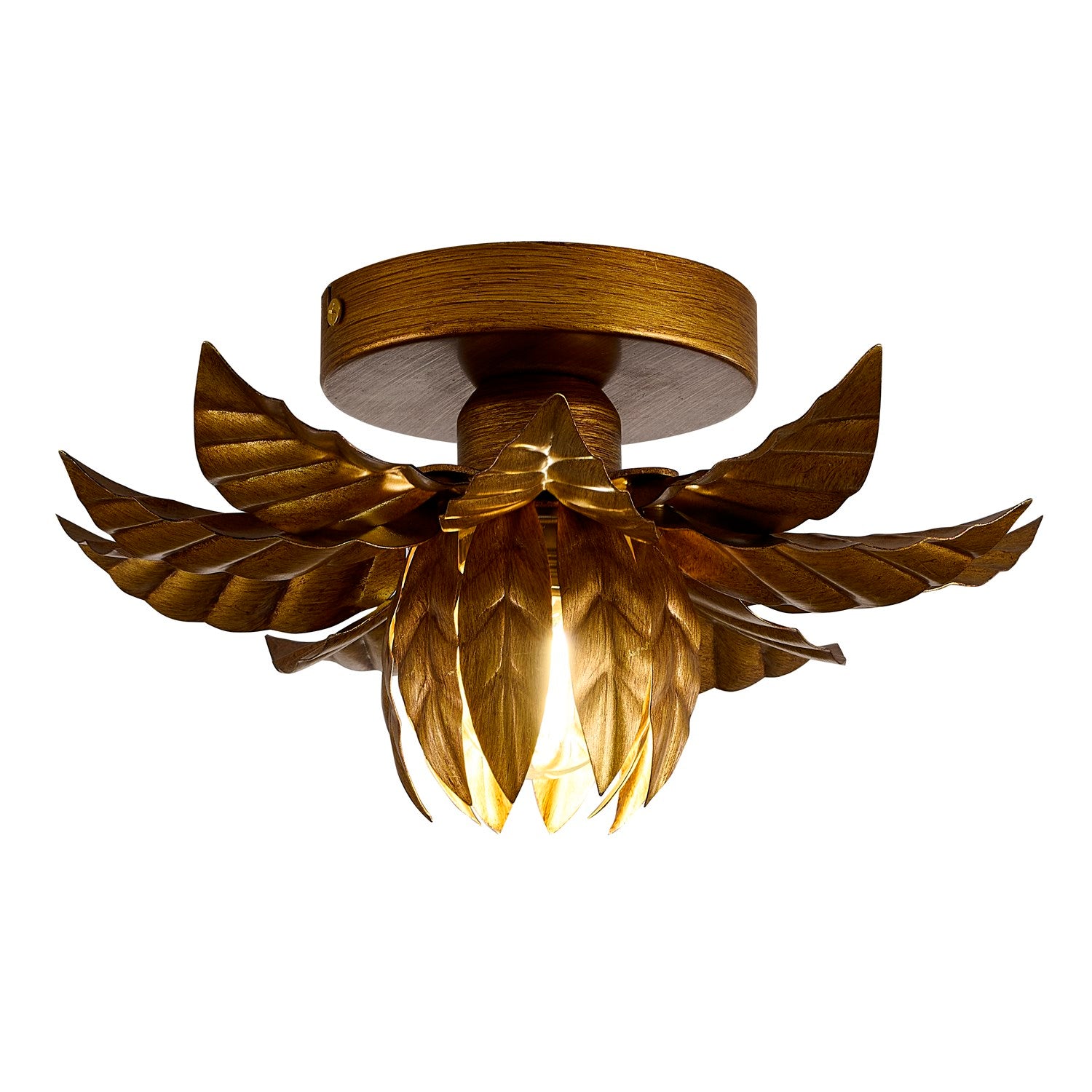 1-Light Metal Flower Flush Mount With Petals Surround by Bethel