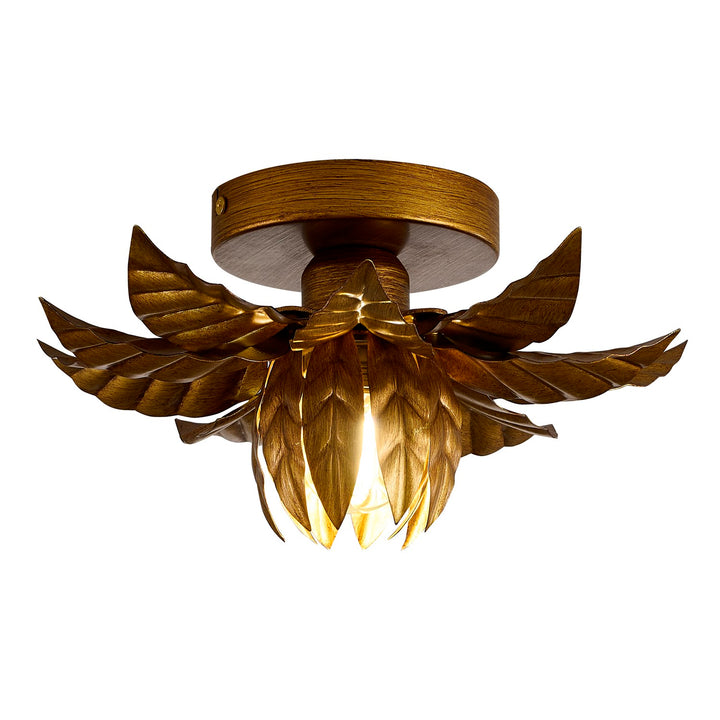 1-Light Metal Flower Flush Mount With Petals Surround by Bethel