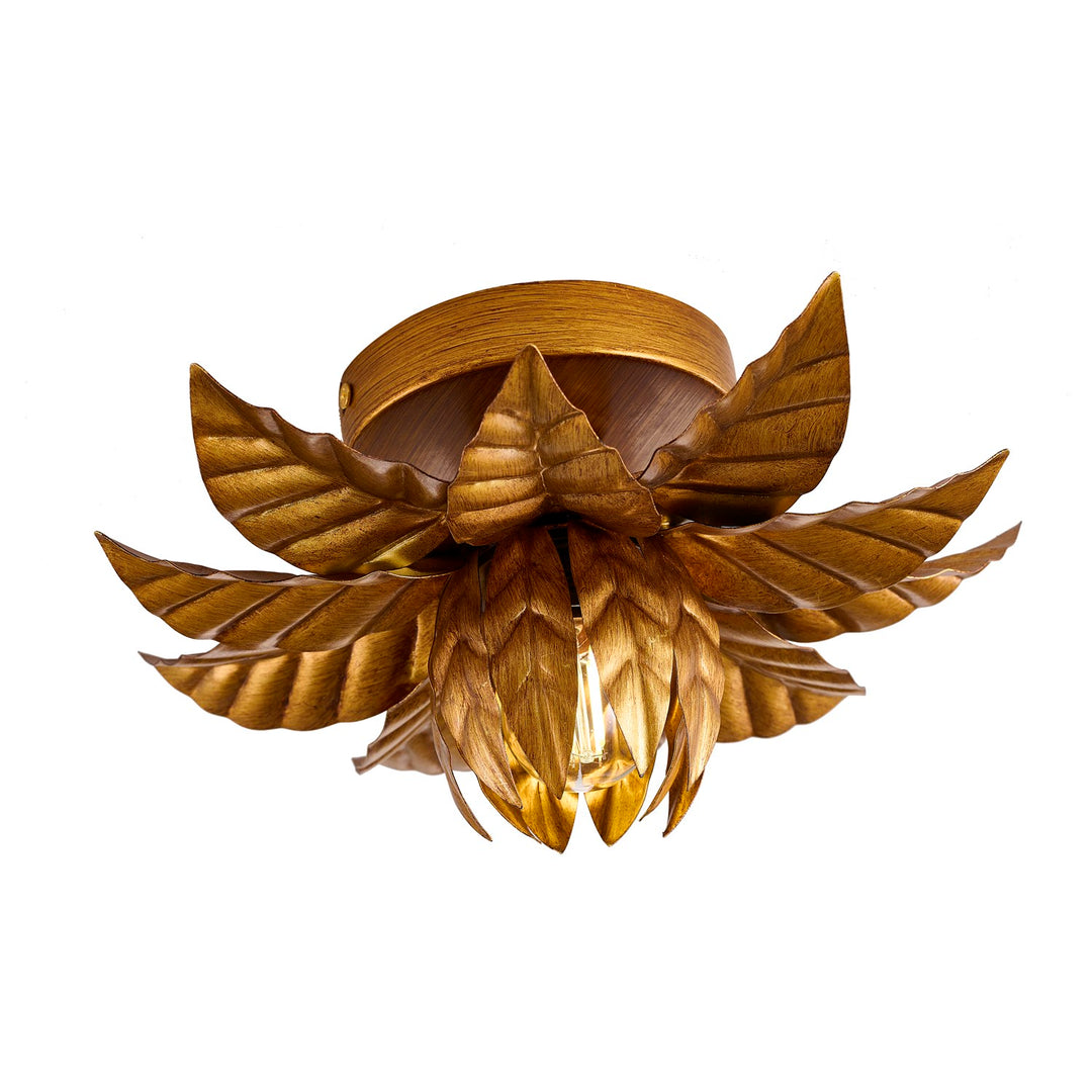 1-Light Metal Flower Flush Mount With Petals Surround