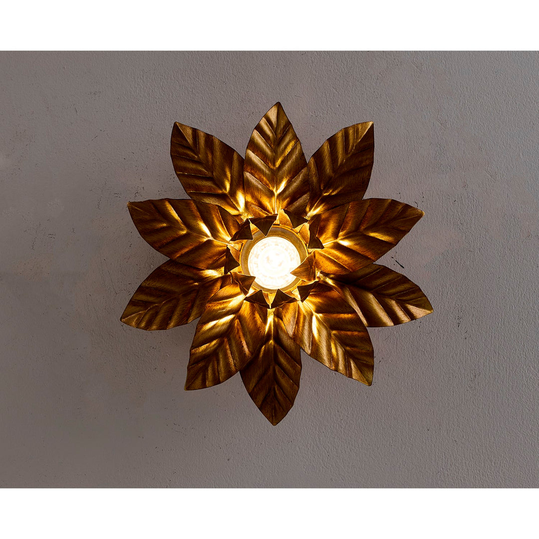 1-Light Metal Flower Flush Mount With Petals Surround