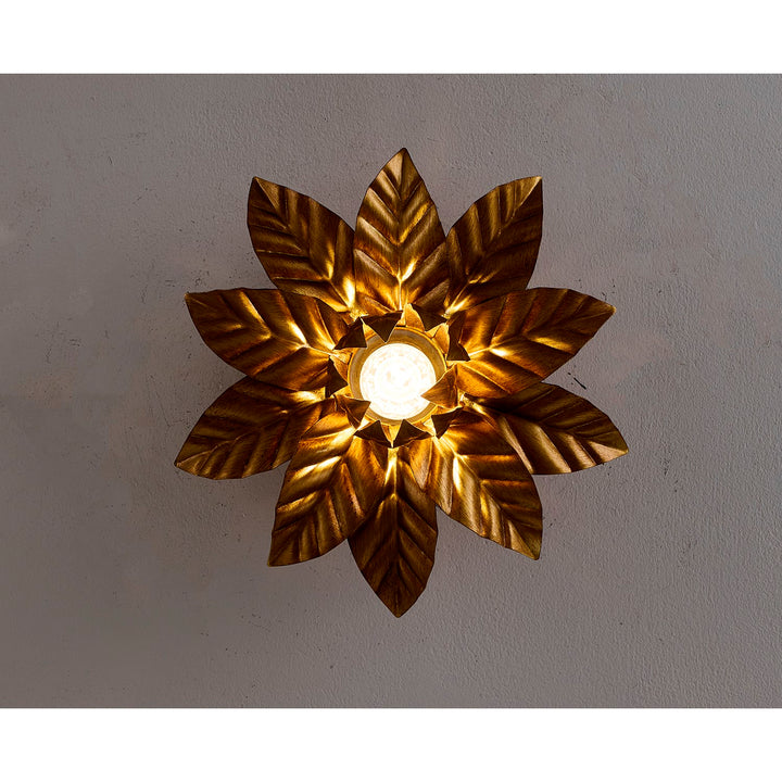 1-Light Metal Flower Flush Mount With Petals Surround