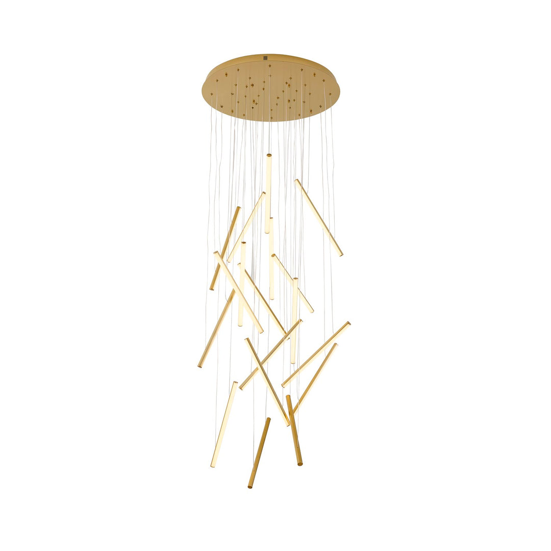 18-Light Brass Metal Led Chandelier With White Acrylic Diffusers by Bethel