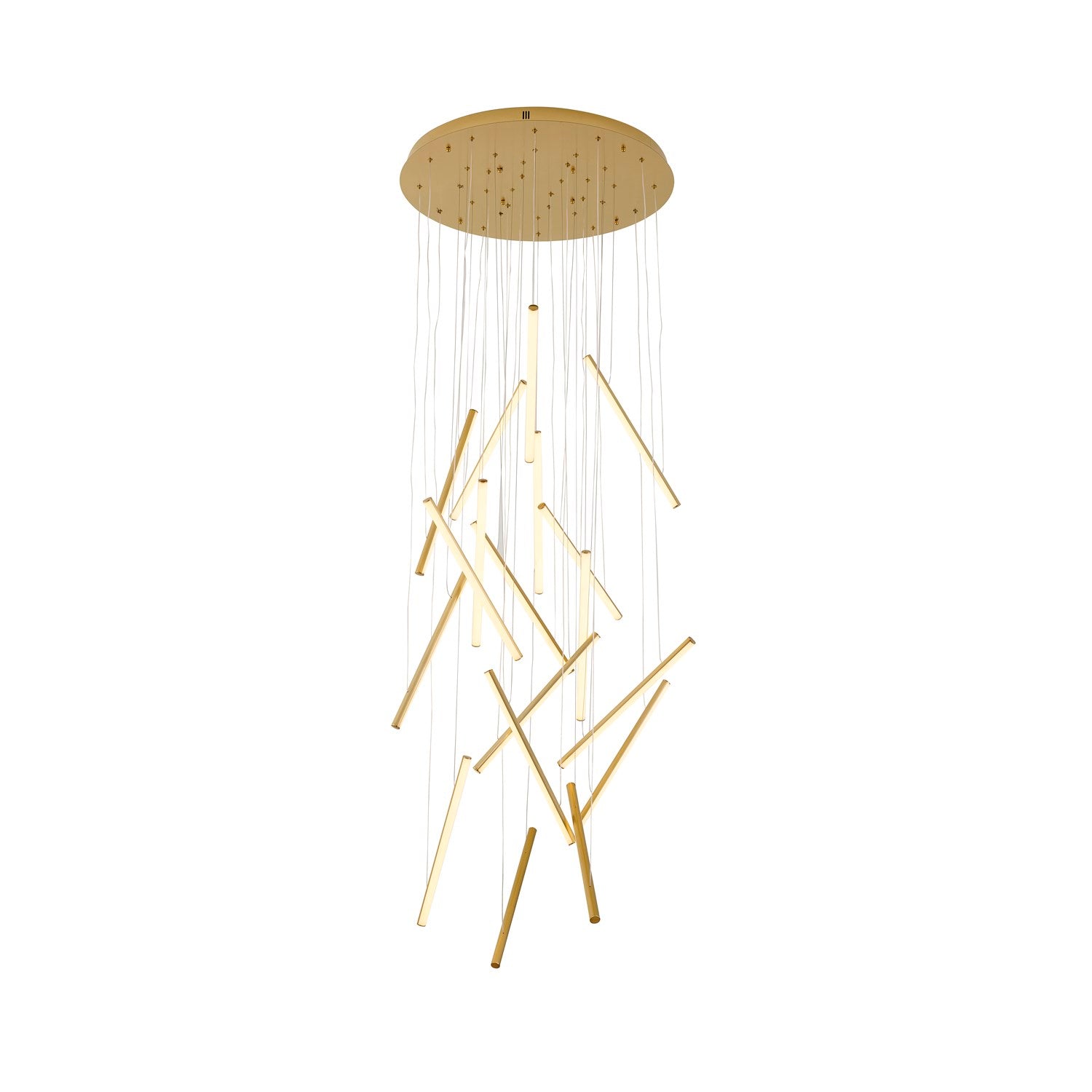 18-Light Brass Metal Led Chandelier With White Acrylic Diffusers by Bethel
