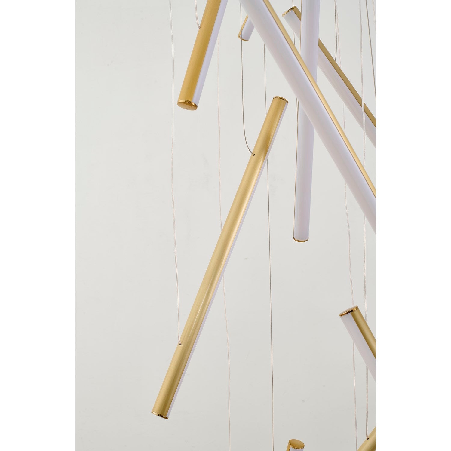 18-Light Brass Metal Led Chandelier With White Acrylic Diffusers