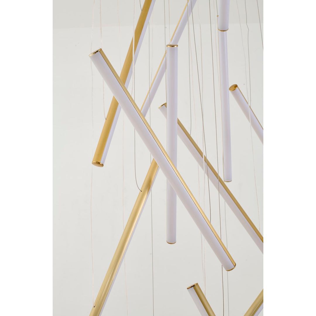 18-Light Brass Metal Led Chandelier With White Acrylic Diffusers