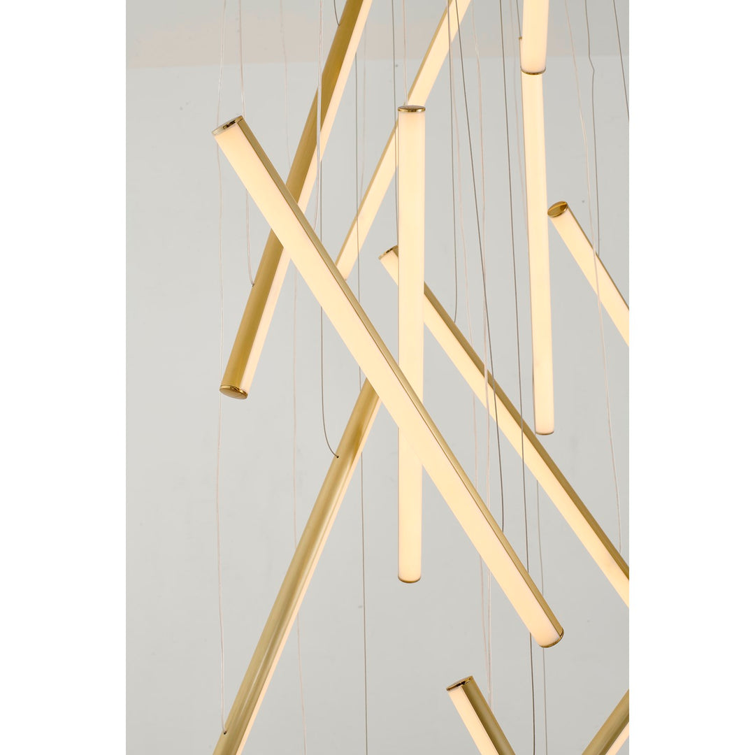 18-Light Brass Metal Led Chandelier With White Acrylic Diffusers
