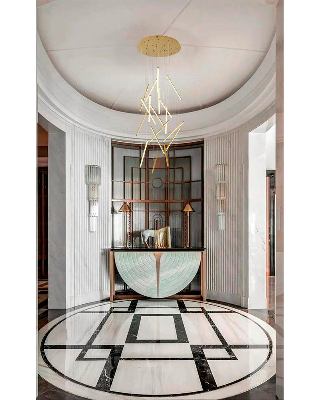18-Light Brass Metal Led Chandelier With White Acrylic Diffusers