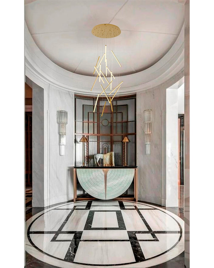 18-Light Brass Metal Led Chandelier With White Acrylic Diffusers