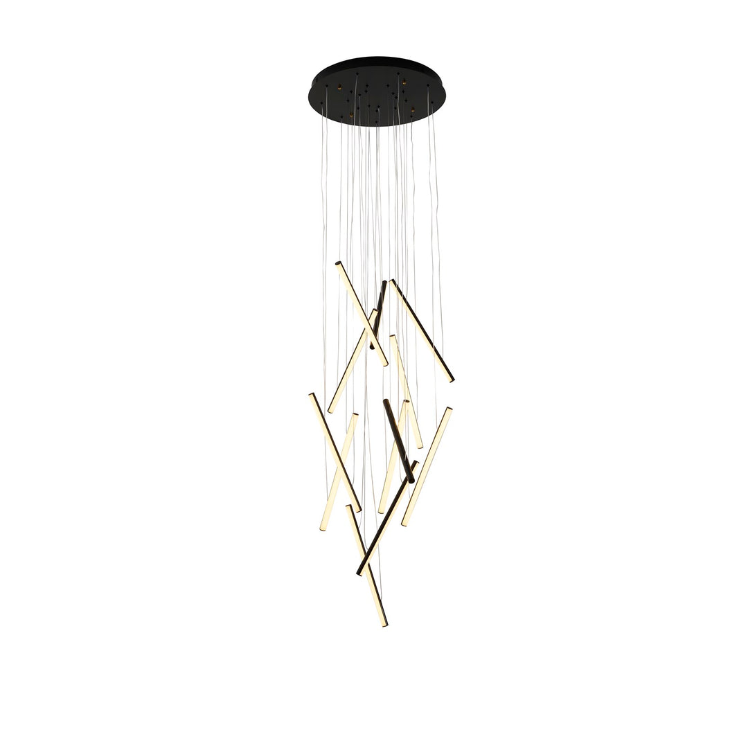 12-Light Satin Black Metal Led Chandelier With White Acrylic Diffusers by Bethel