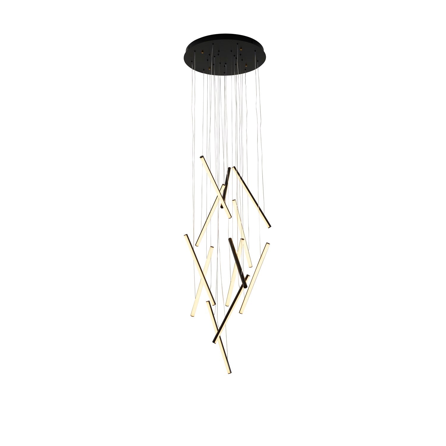 12-Light Satin Black Metal Led Chandelier With White Acrylic Diffusers by Bethel