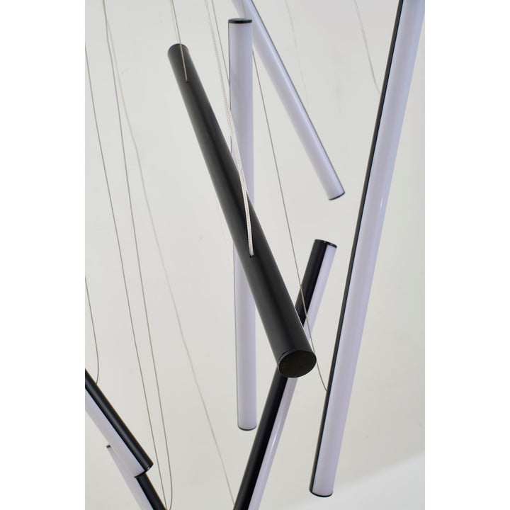 12-Light Satin Black Metal Led Chandelier With White Acrylic Diffusers