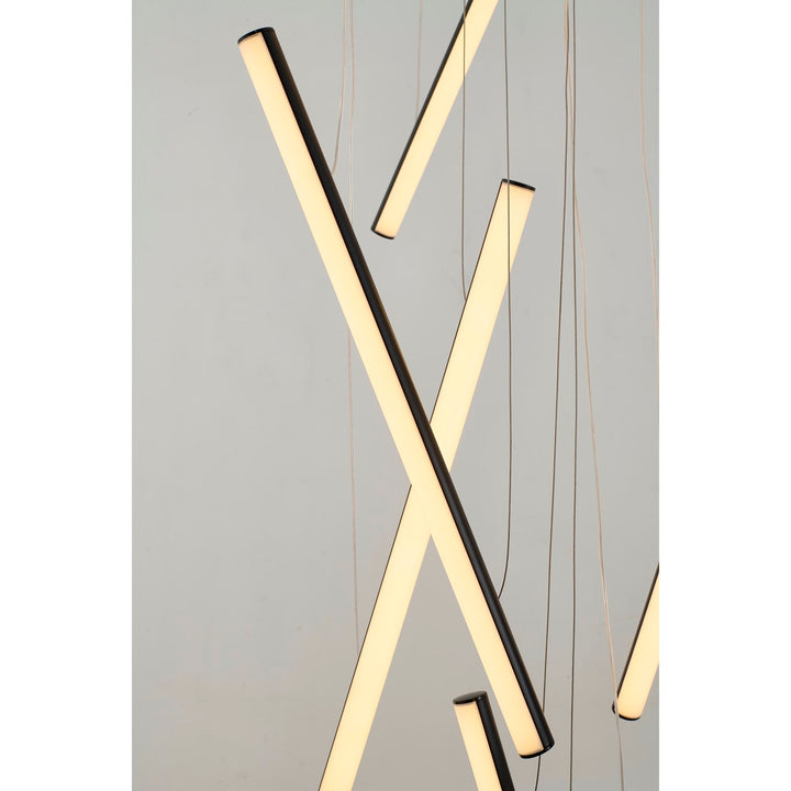 12-Light Satin Black Metal Led Chandelier With White Acrylic Diffusers