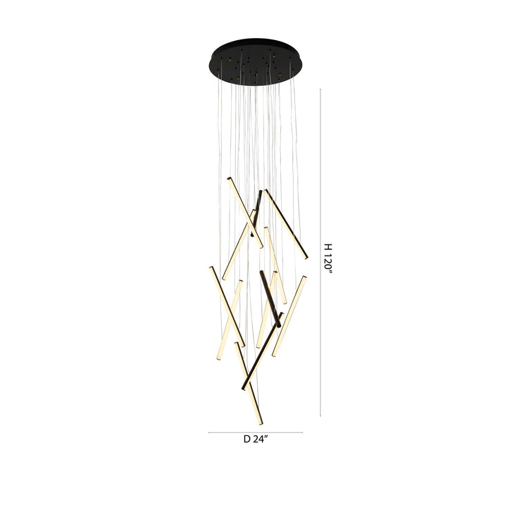 12-Light Satin Black Metal Led Chandelier With White Acrylic Diffusers