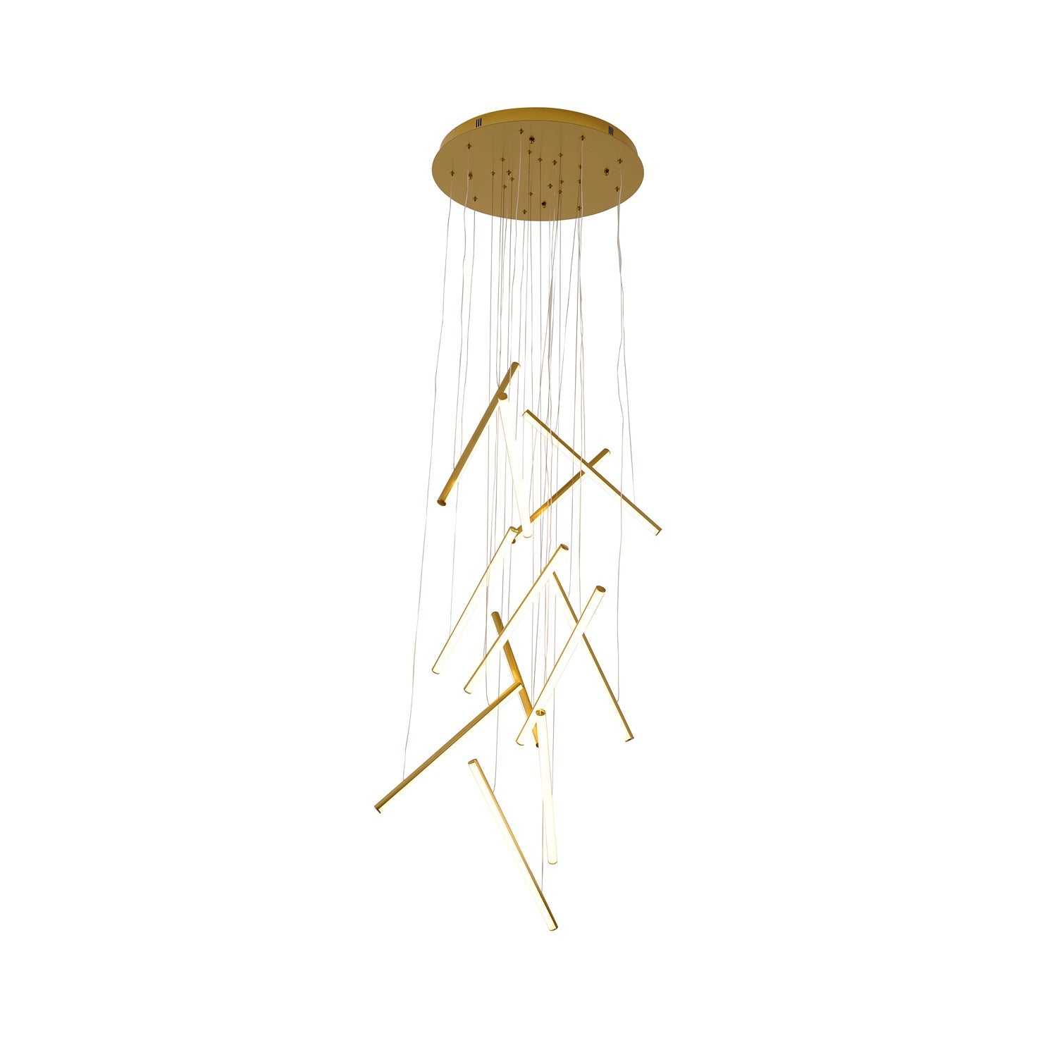 12-Light Brass Metal Led Chandelier With White Acrylic Diffusers by Bethel
