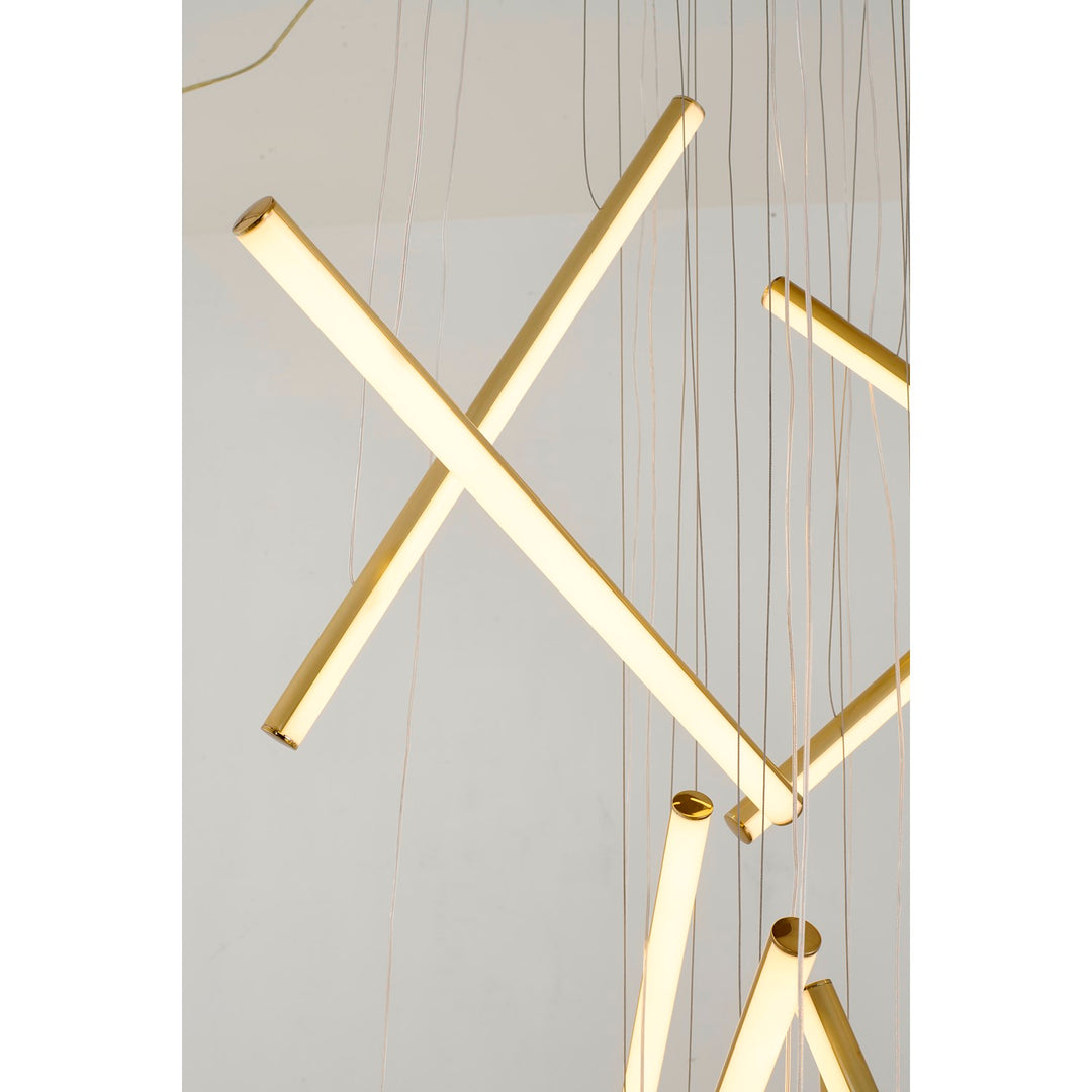 12-Light Brass Metal Led Chandelier With White Acrylic Diffusers