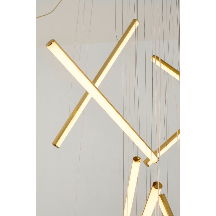 12-Light Brass Metal Led Chandelier With White Acrylic Diffusers